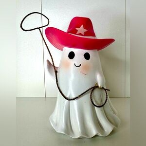 Cowboy Girl Ghost Figurine with Pink Hat and Lasso from Ross